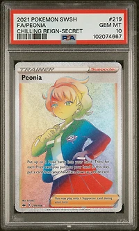 2021 Pokemon Sword & Shield Chilling Reign 219 Full Art/peonia Secret PSA