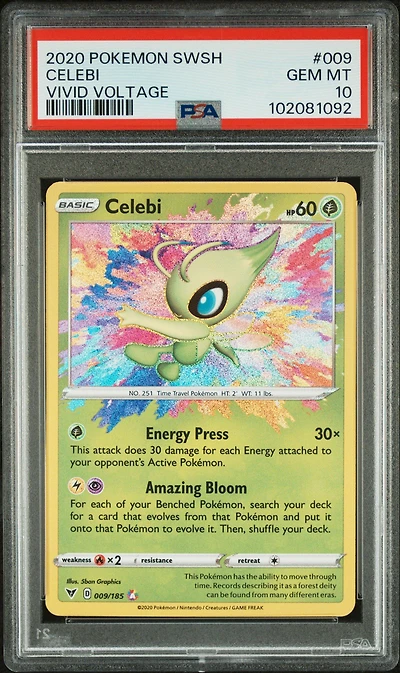 2020 Pokemon Sword & Shield Vivid Voltage 009 Celebi PSA