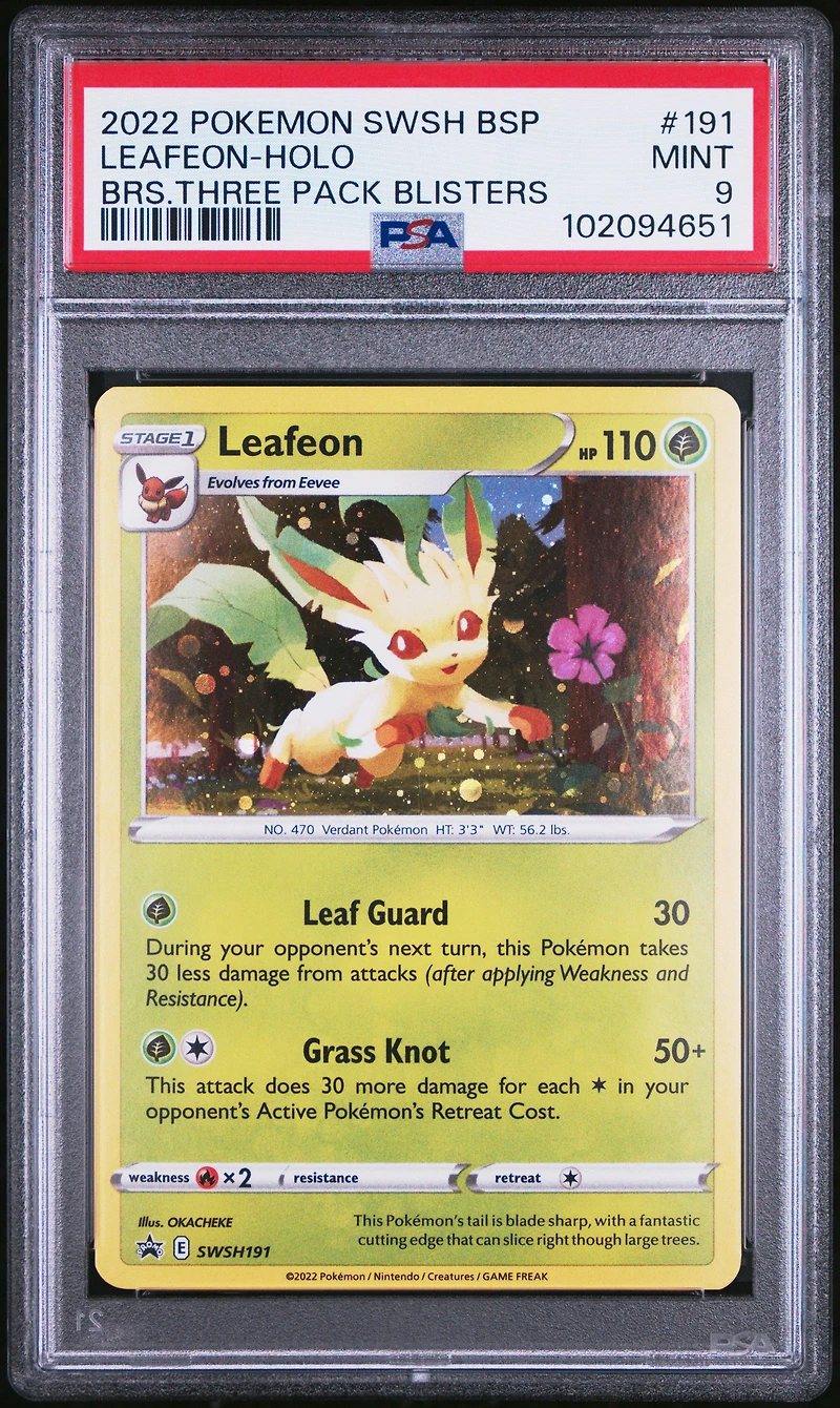 2022 Pokemon Swsh Black Star Promo 191 Leafeon-holo Brilliant Stars Three Pack Blisters PSA
