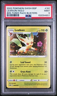 2022 Pokemon Swsh Black Star Promo 191 Leafeon-holo Brilliant Stars Three Pack Blisters PSA