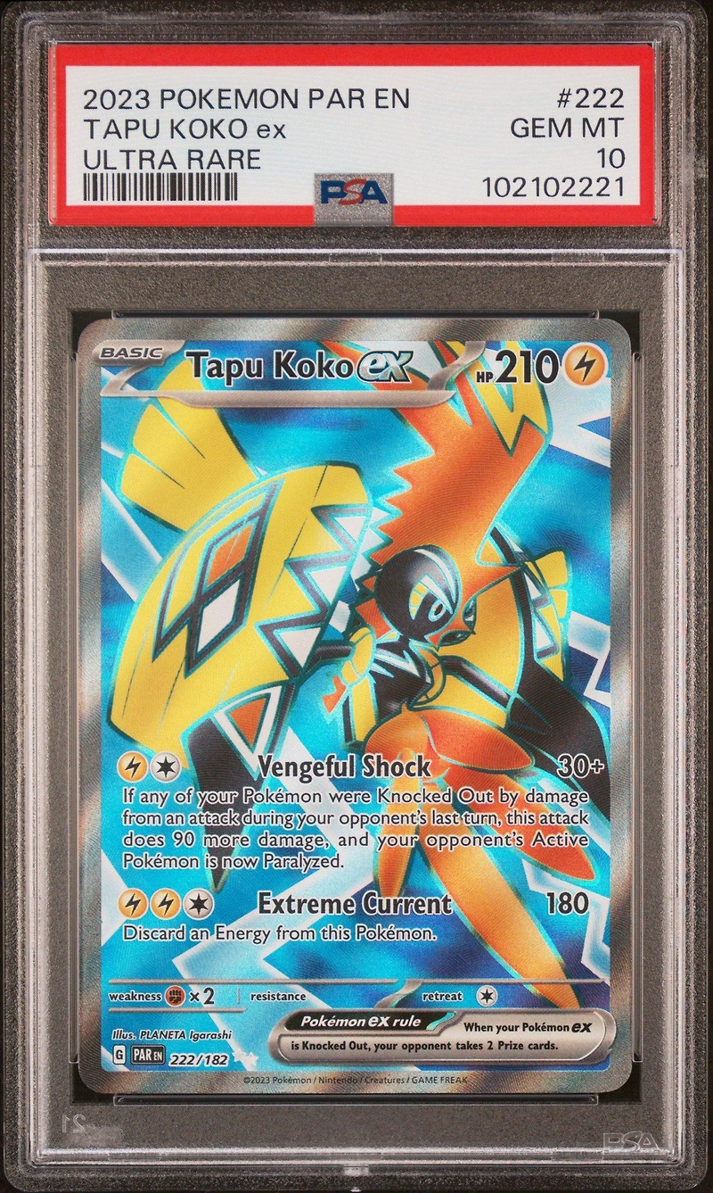 2023 Pokemon Par En-paradox Rift 222 Tapu Koko Ex Ultra Rare PSA