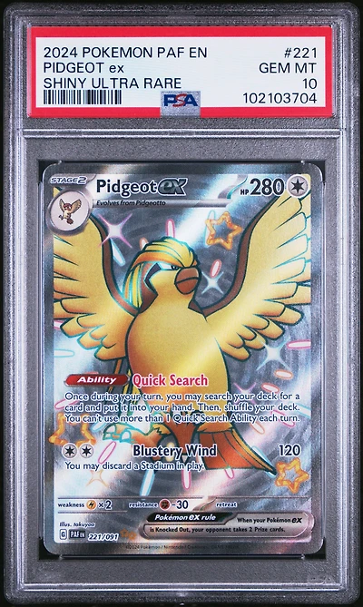2024 Pokemon Paf En-paldean Fates 221 Pidgeot Ex Shiny Ultra Rare PSA