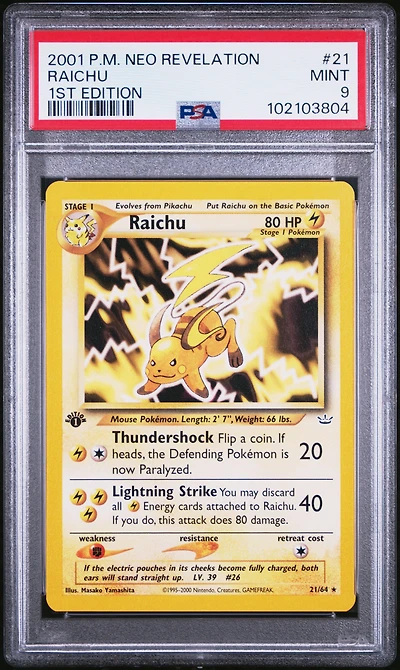 2001 Pokemon Neo Revelation 1st Edition 21 Raichu PSA