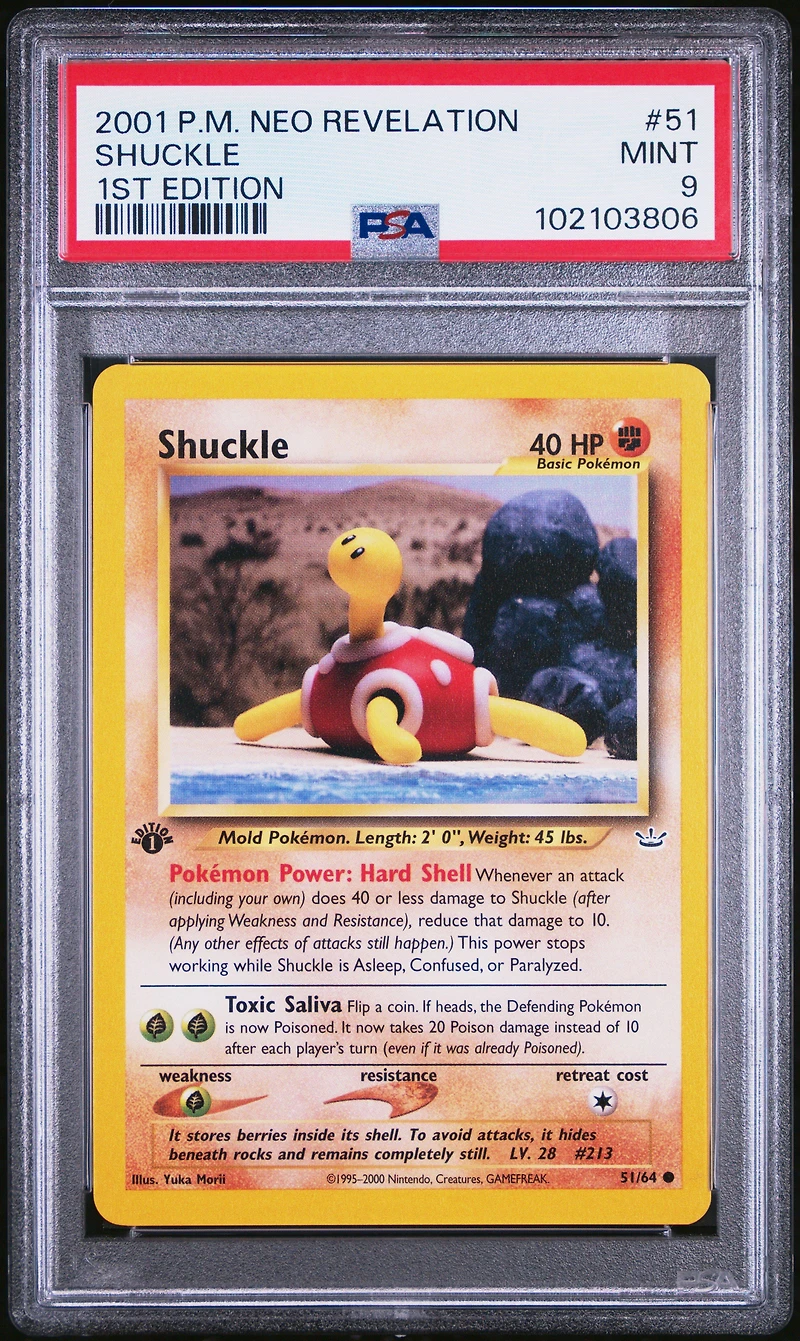 2001 Pokemon Neo Revelation 1st Edition 51 Shuckle PSA 9