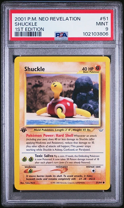 2001 Pokemon Neo Revelation 1st Edition 51 Shuckle PSA 9