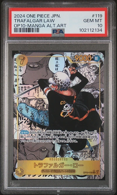2024 One Piece Japanese Op10-royal Blood 119 Trafalgar Law Manga Alternate Art PSA 10