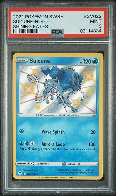 2021 Pokemon Sword & Shield Shining Fates Sv022 Suicune-holo PSA