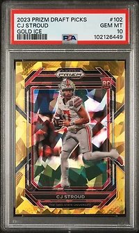 2023 Panini Prizm Draft Picks 102 Cj Stroud Gold Ice PSA