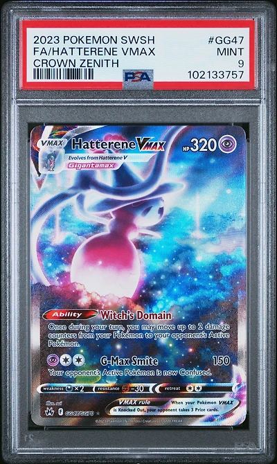 2023 Pokemon Sword And Shield Crown Zenith Gg47 Full Art/hatterene Vmax PSA