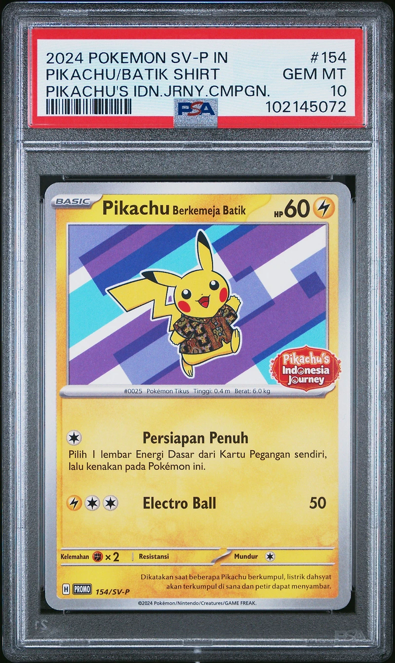 2024 Pokemon Indonesian Sv- Promo Pikachu In Batik Shirt Pikachu's Indonesia Journey Campaign PSA