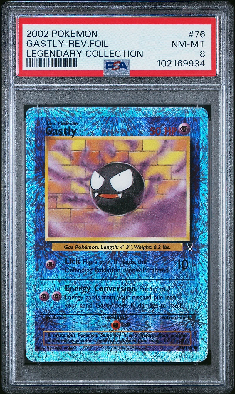 2002 Pokemon Legendary Collection 76 Gastly-reverse Foil PSA 8