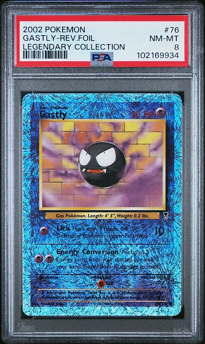 2002 Pokemon Legendary Collection 76 Gastly-reverse Foil PSA 8