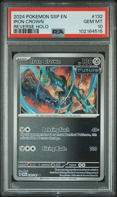 2024 Pokemon Ssp En-surging Sparks 132 Iron Crown Reverse Holo PSA 10