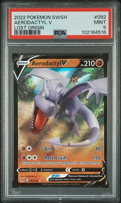 2022 Pokemon Sword & Shield Lost Origin 092 Aerodactyl V PSA