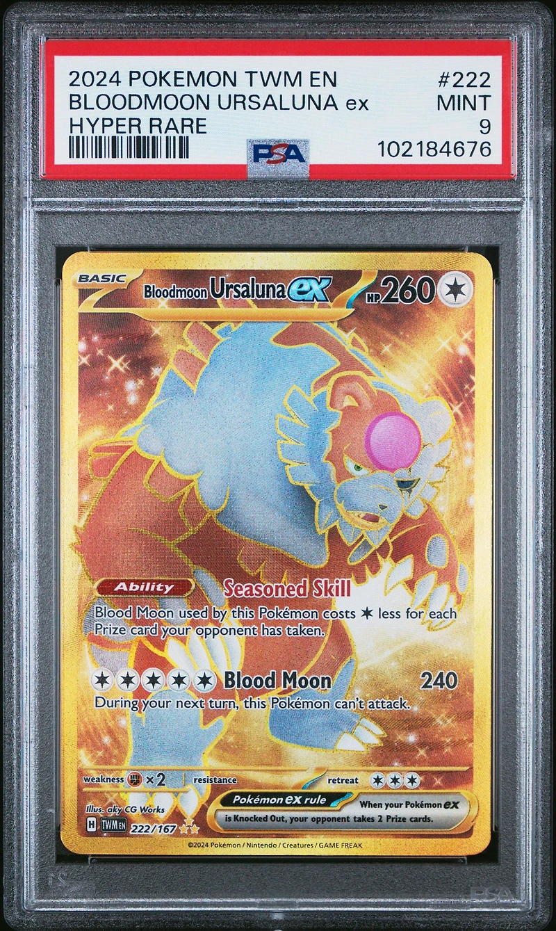 2024 Pokemon Twm En-twilight Masquerade 222 Bloodmoon Ursaluna Ex Hyper Rare PSA