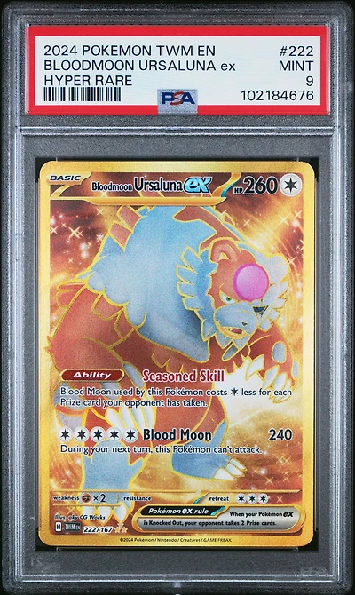 2024 Pokemon Twm En-twilight Masquerade 222 Bloodmoon Ursaluna Ex Hyper Rare PSA