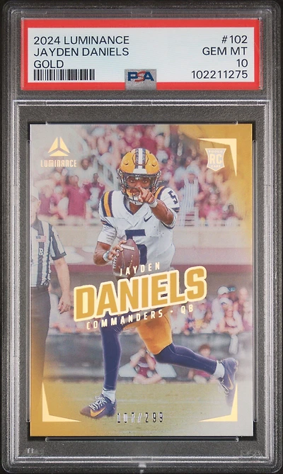 2024 Panini Luminance 102 Jayden Daniels Gold PSA 10
