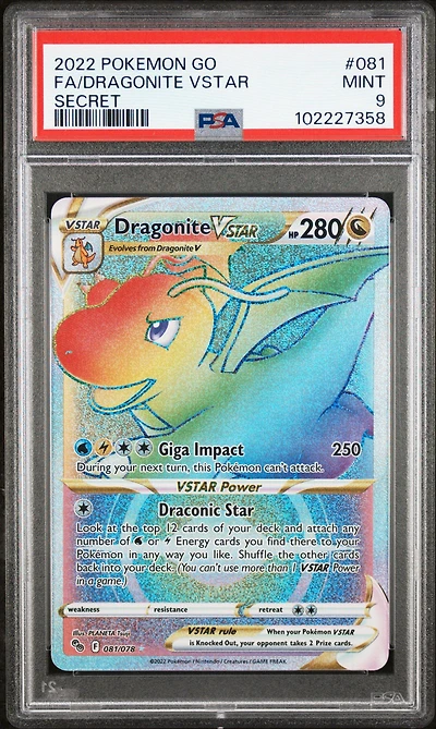 2022 Pokemon Go 081 Full Art/dragonite Vstar Secret PSA