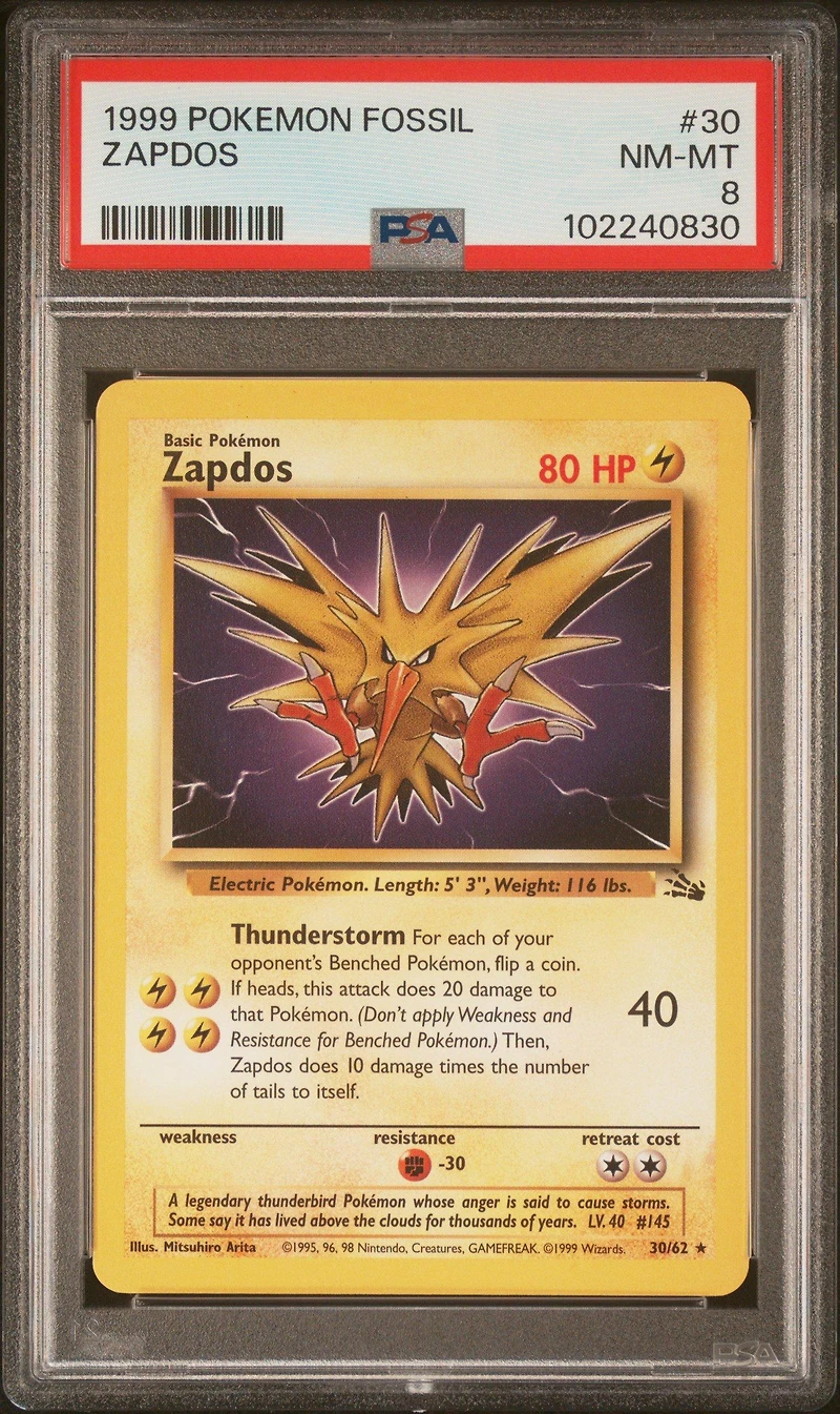 1999 Pokemon Fossil Zapdos PSA