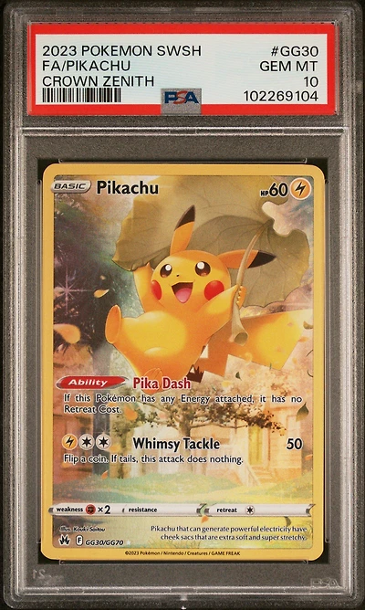 2023 Pokemon Sword And Shield Crown Zenith Gg30 Full Art/pikachu PSA