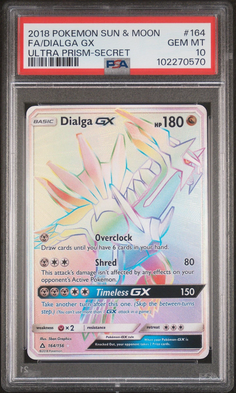 2018 Pokemon Sun & Moon Ultra Prism 164 Full Art/dialga Gx Secret PSA