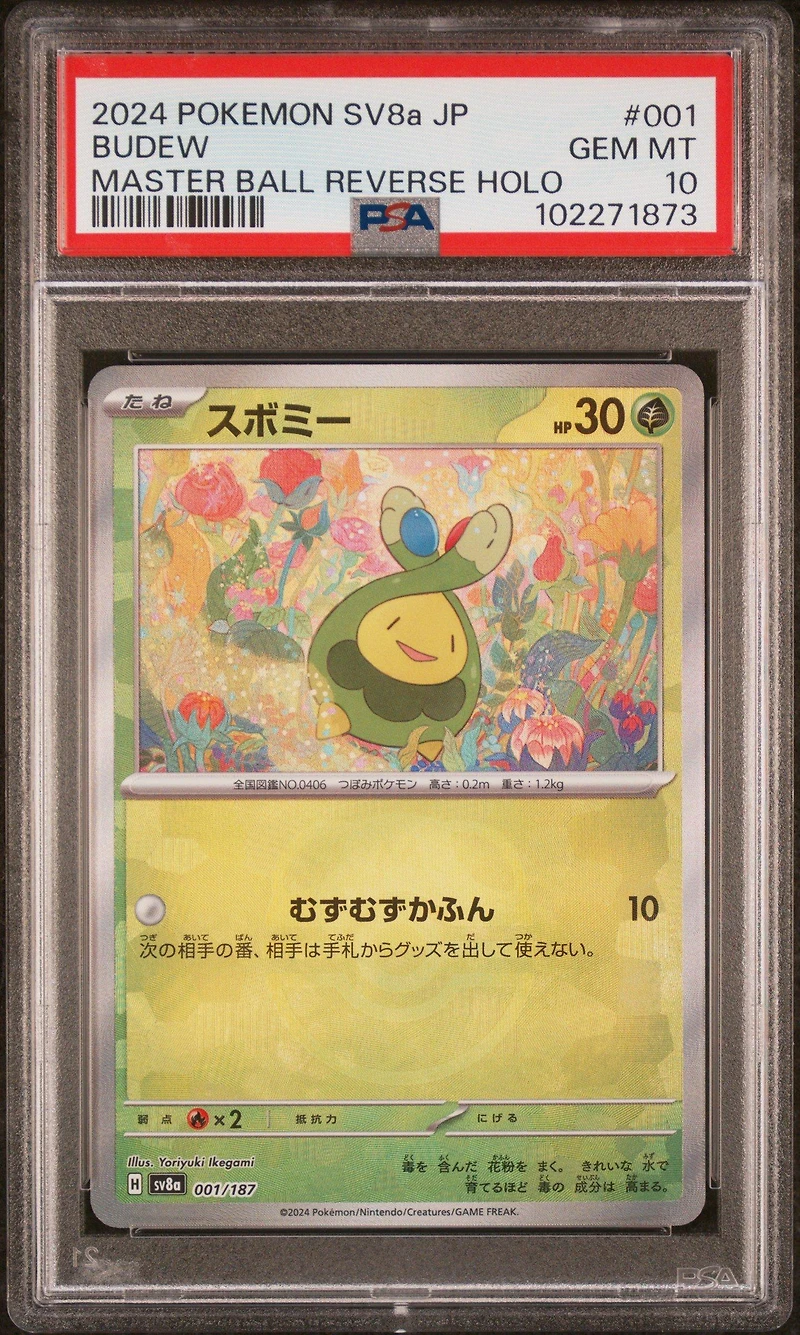 2024 Pokemon Japanese Sv8a-terastal Fest Ex 001 Budew Master Ball Reverse Holo PSA 10