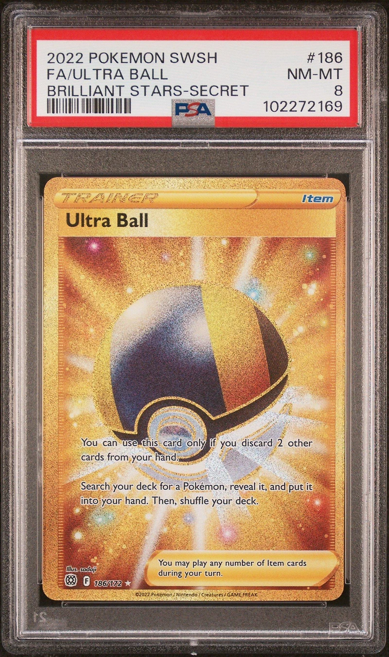 2022 Pokemon Sword & Shield Brilliant Stars 186 Full Art/ultra Ball Secret PSA