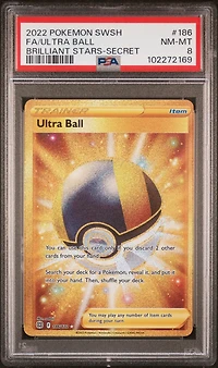 2022 Pokemon Sword & Shield Brilliant Stars 186 Full Art/ultra Ball Secret PSA