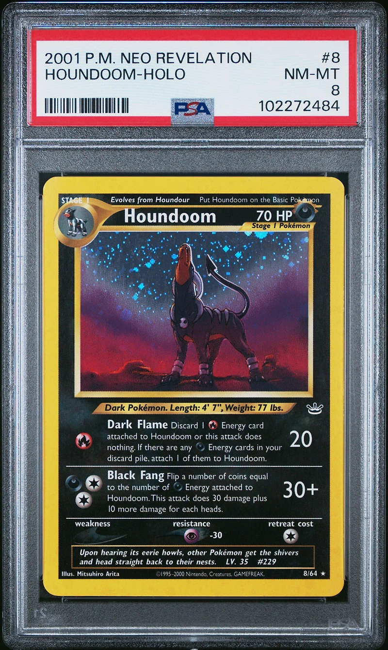 2001 Pokemon Neo Revelation 8 Houndoom-holo PSA 8