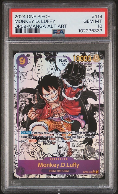 2024 One Piece Op09-emperors In The New World 119 Monkey D. Luffy Manga Alternate Art PSA 10