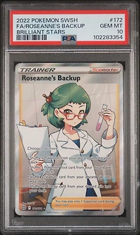 2022 Pokemon Sword & Shield Brilliant Stars 172 Full Art/roseanne's Backup PSA