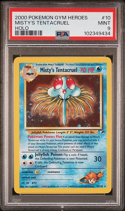 2000 Pokemon Gym Heroes 10 Misty's Tentacruel Holo PSA