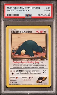 2000 Pokemon Gym Heroes 33 Rocket's Snorlax PSA