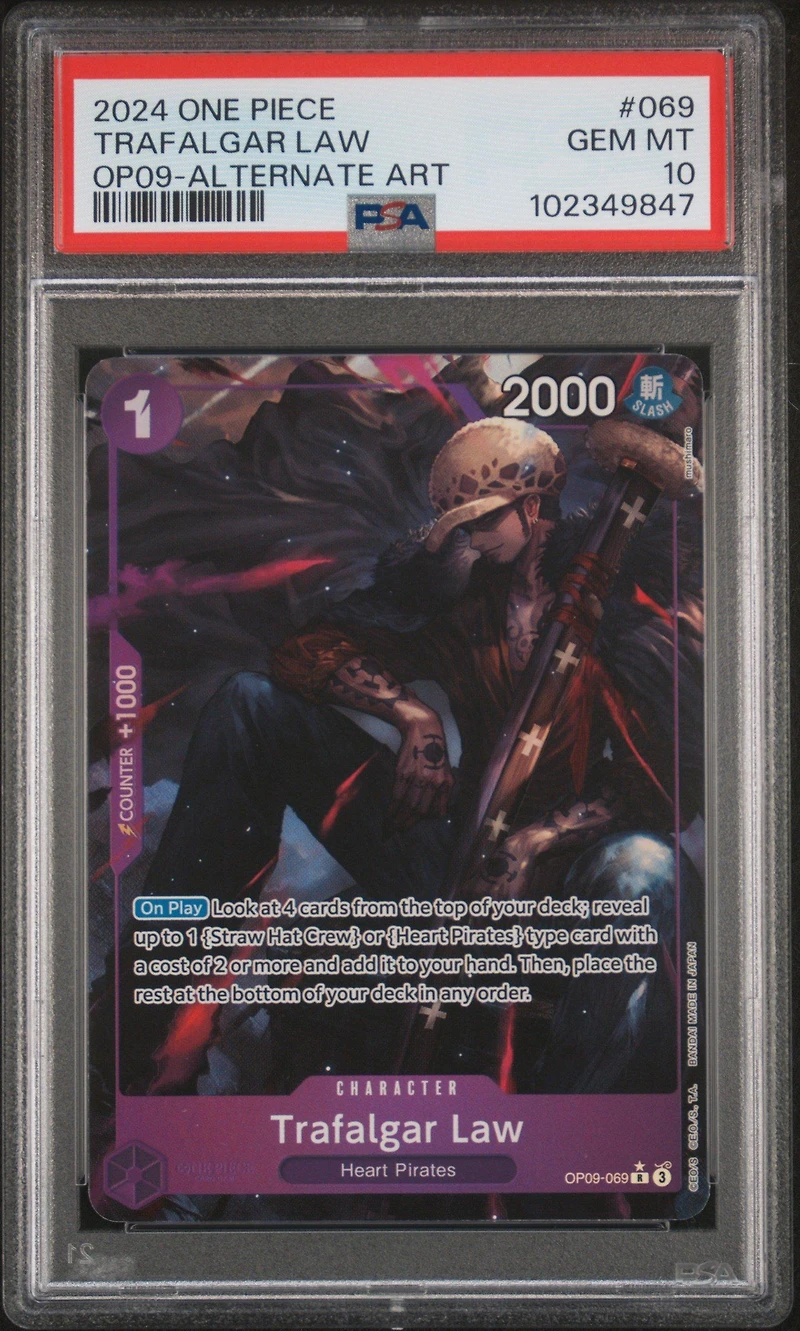 2024 One Piece Op09-emperors In The New World 069 Trafalgar Law Alternate Art PSA 10