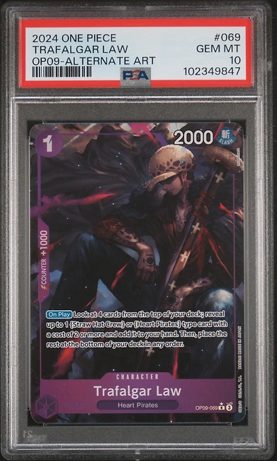 2024 One Piece Op09-emperors In The New World 069 Trafalgar Law Alternate Art PSA 10