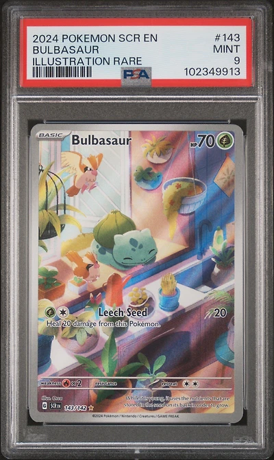 2024 Pokemon Scr En-stellar Crown 143 Bulbasaur Illustration Rare PSA 9