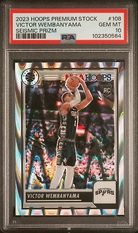 2023 Panini Hoops Premium Stock 108 Victor Wembanyama Seismic Prizm PSA 10