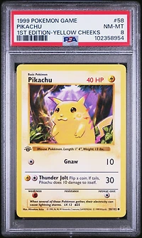 1999 Pokemon Game 58 Pikachu 1st Edition-yellow Cheeks PSA