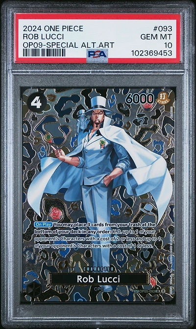 2024 One Piece Op09-emperors In The New World 093 Rob Lucci Special Alternate Art PSA 10