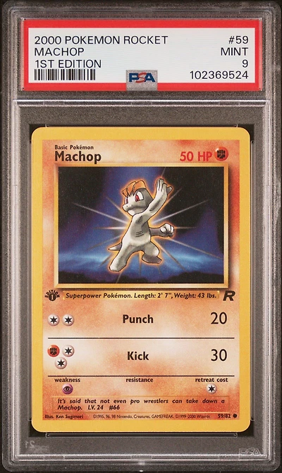 2000 Pokemon Rocket 59 Machop 1st Edition PSA