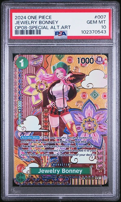 2024 One Piece Op08-two Legends 007 Jewelry Bonney Special Alternate Art PSA 10