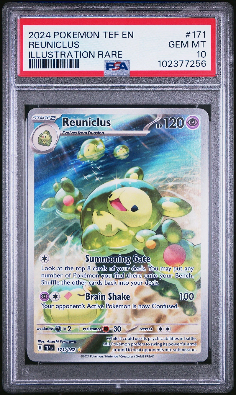 2024 Pokemon Tef En-temporal Forces 171 Reuniclus Illustration Rare PSA