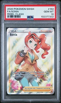 2020 Pokemon Sword & Shield Rebel Clash 192 Full Art/sonia PSA