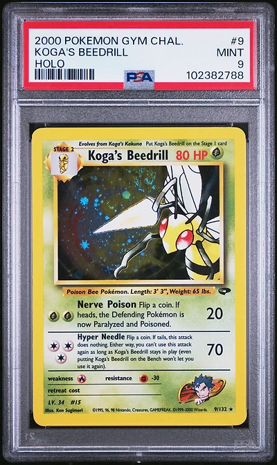 2000 Pokemon Gym Challenge 9 Koga's Beedrill Holo PSA 9