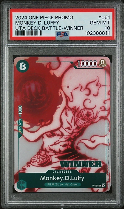 2024 One Piece Promos 061 Monkey D. Luffy Uta Deck Battle-winner PSA 10