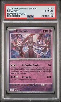 2023 Pokemon Mew En-151 150 Mewtwo Reverse Holo PSA 10