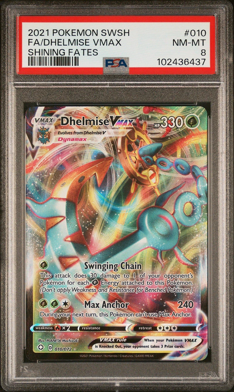 2021 Pokemon Sword & Shield Shining Fates 010 Full Art/dhelmise Vmax PSA