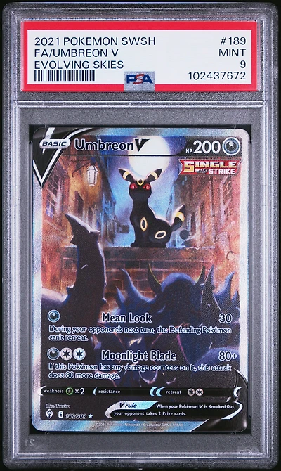 2021 Pokemon Sword & Shield Evolving Skies Full Art/umbreon V PSA