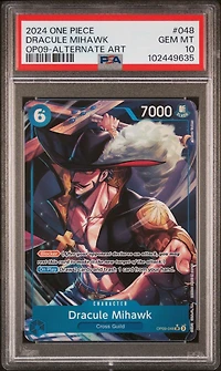 2024 One Piece Op09-emperors In The New World 048 Dracule Mihawk Alternate Art PSA 10