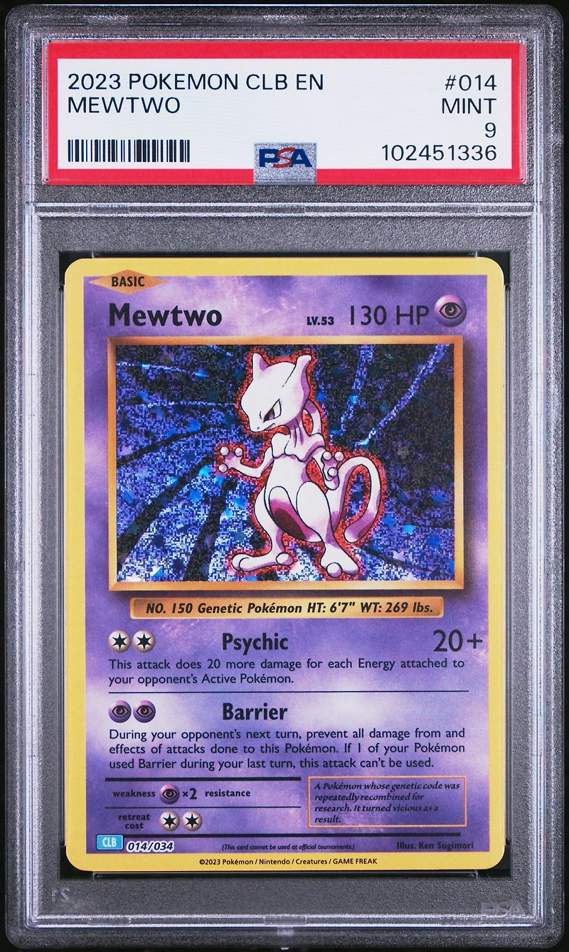 2023 Pokemon Clb-trading Card Game Classic Blastoise & Suicune Ex Deck 014 Mewtwo PSA 9